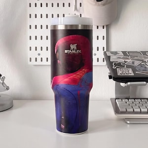 Superhero Tumbler 40oz, Comic Style Red Blue Stainless Steel Insulated Travel Cup, Fan Gift