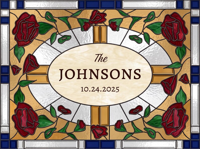 Editable Stained Glass Floral Wedding Welcome Sign Template (20x16 ...