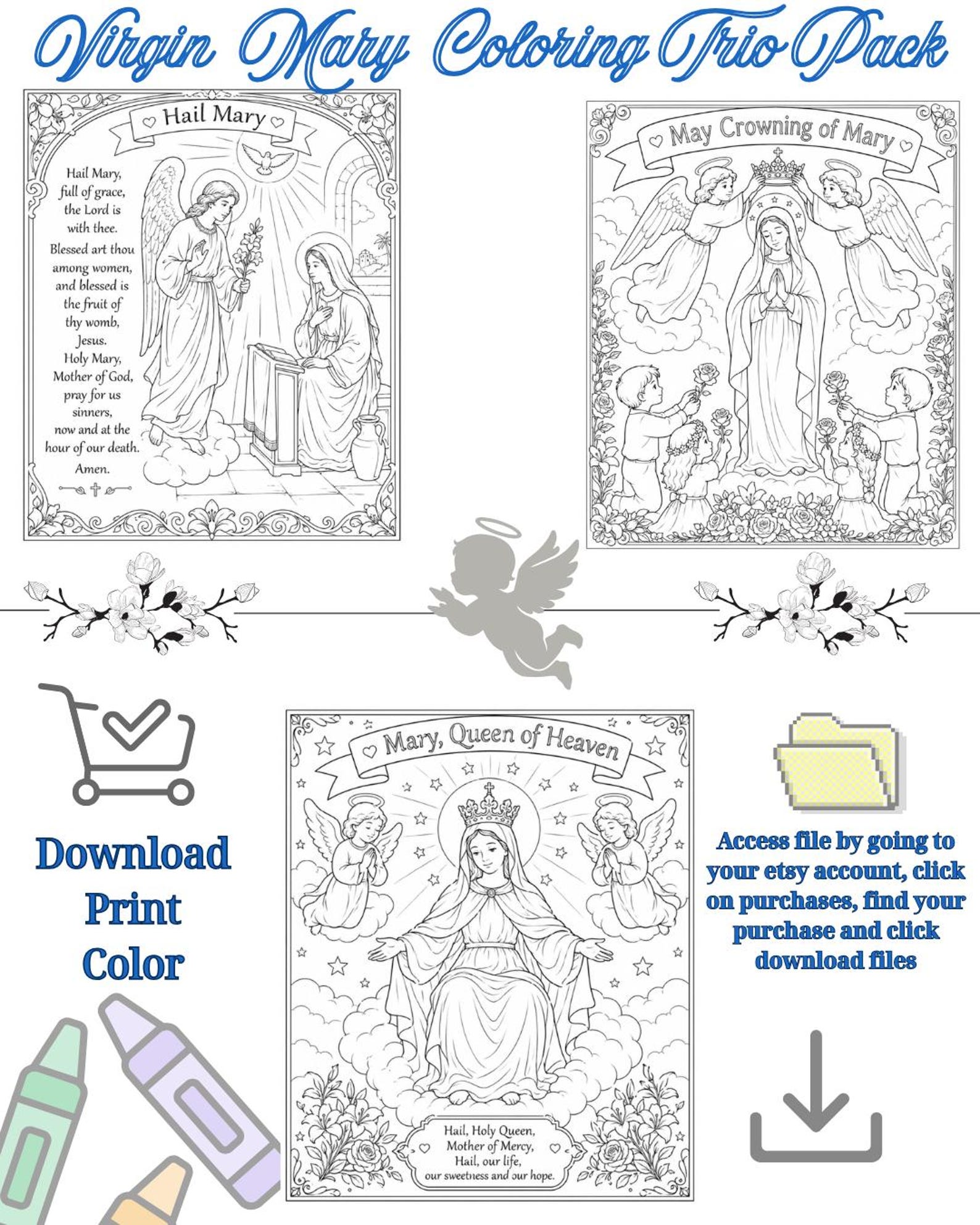 Virgin Mary Coloring Pack | Catholic Coloring Sheets - Etsy