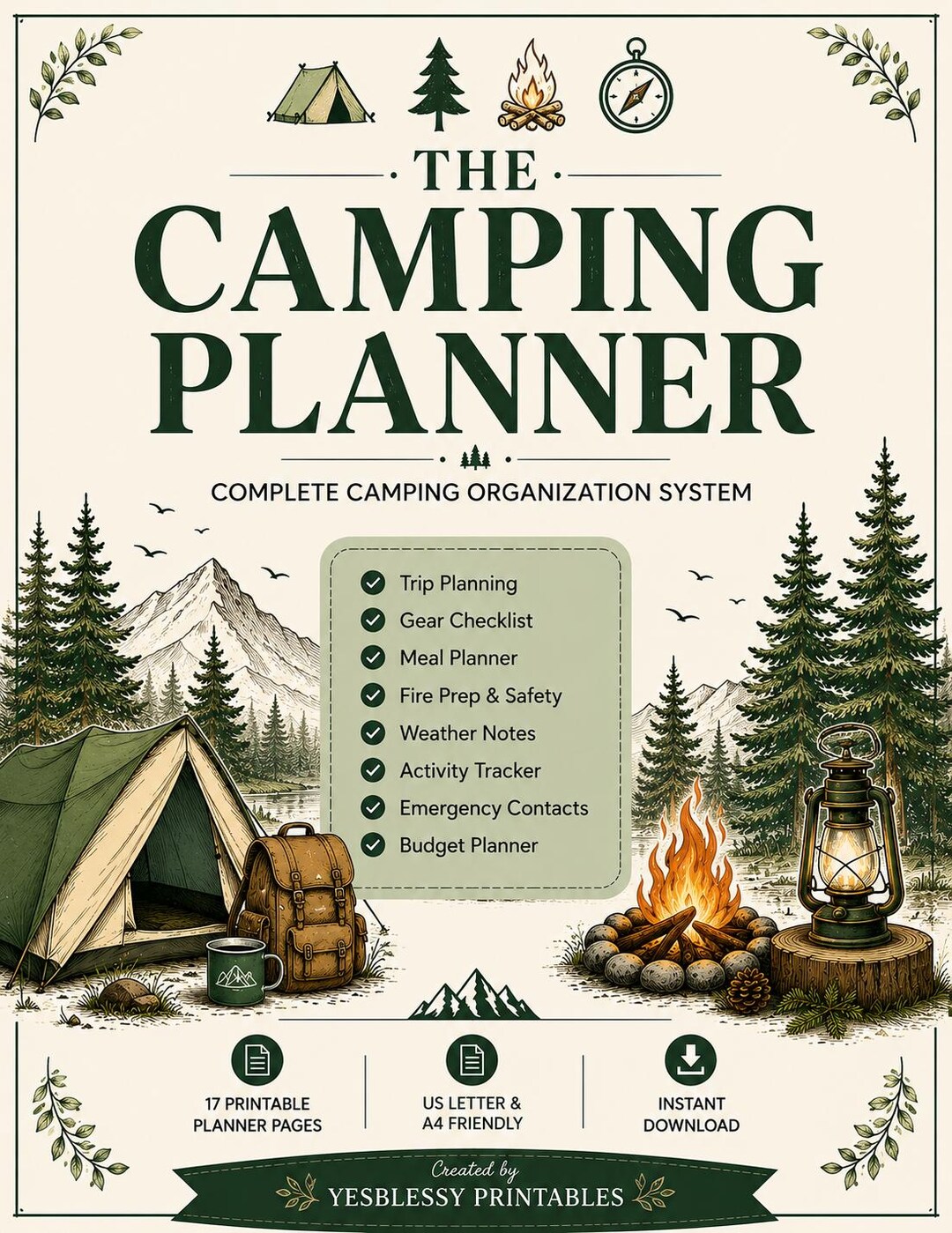 Camping Planner Printable | Trip Organizer, RV Checklist, Campground ...