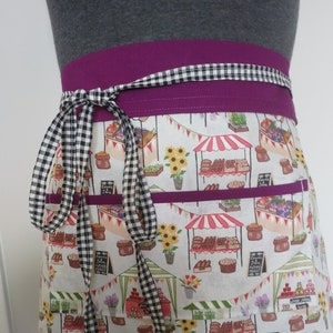 Ladies Market Style Half Apron/Personalized Half Apron/Aubergine Band