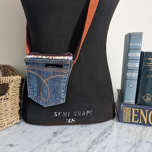 Designer Denim Pocket Belt Bag/Upcycled Denim Crossbody Bag/Festival Hip Bag