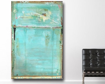 XL Abstract painting, contemporary art, on canvas, aqua blue, clearance sale, textured artwork, large painting by Cheryl Wasilow