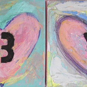Abby Name, Personalized hearts, painting of heart, with initials, personalization art, pink art, for girls, by Cheryl Wasilow image 5