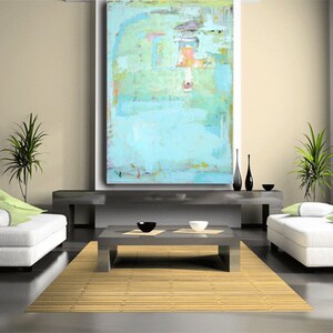 Original Painting, seafoam green art on canvas, wall decor 60 x 40, custom art, on canvas, large artwork, huge art by Cheryl Wasilow image 9