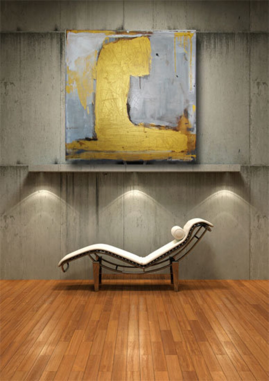 Metallic Gold Large Abstract Painting Contemporary Modern Custom Decor