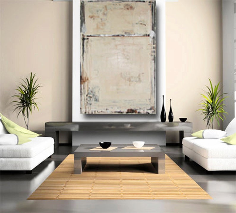 Neutral beige minimalist textured original painting large custom painting by Cheryl Wasilow image 4