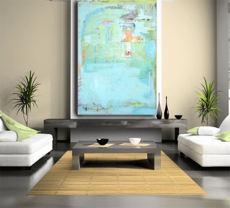 Original Painting Seafoam Green Art on Canvas Wall Decor 60 Etsy