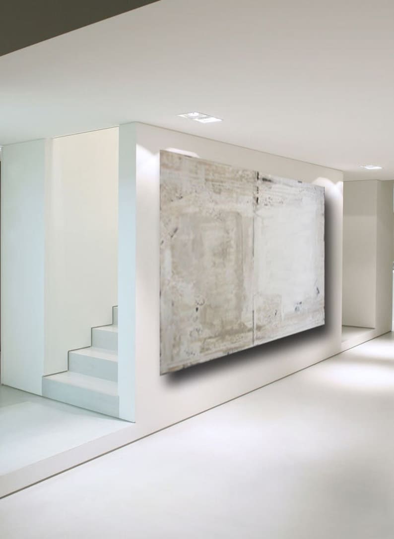 XL White Painting on Canvas 60 X 40 Large Art Contemporary Etsy