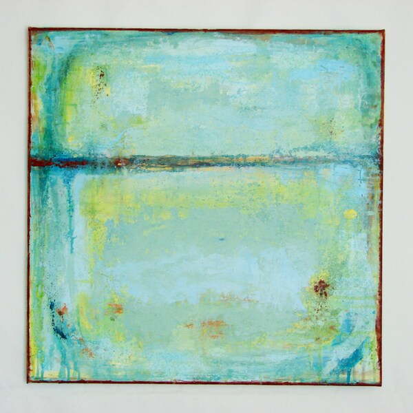 TEXTURED PAINTING ABSTRACT Original art painting modern art blue abstract painting 24 x 24 on canvas by Cheryl Wasilow