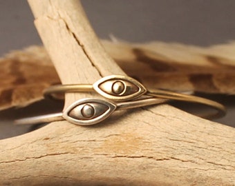 Eye cuff bracelet in brass or sterling silver