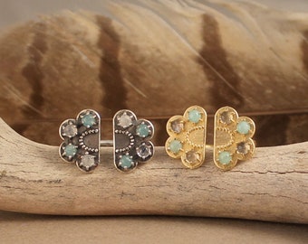 Flora adjustable gemstone ring in gold or sterling silver