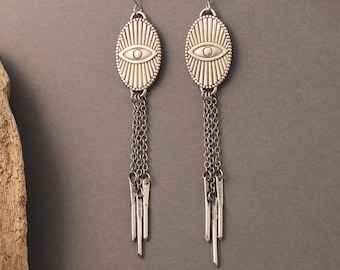 Sophia seeing eye earrings in sterling silver or brass