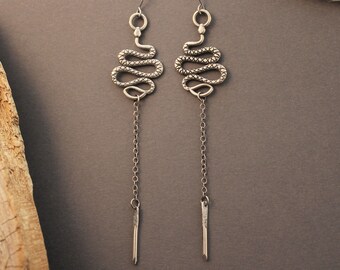 Snake Manasa earrings in sterling silver or brass