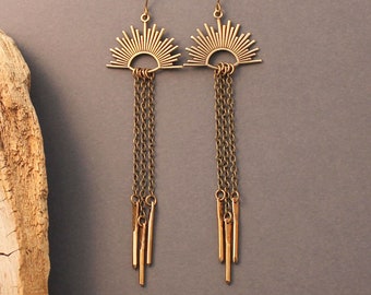 Eos sun earrings in sterling silver or brass