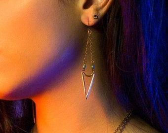 Sara brass arrow earrings with turquoise