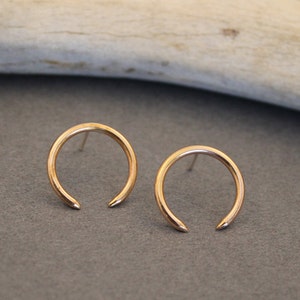 Mystic little naja rose gold earrings with sterling silver posts minimalist stud earrings image 1