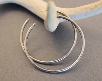 Johanna sterling silver hoop earrings with sterling silver posts- modern, simple, edgy hoop earrings