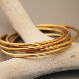 Johanna minimalist, modern brass stackable cuff bracelets image 1