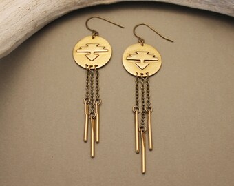 Sacred arrow fringe earrings in silver or gold