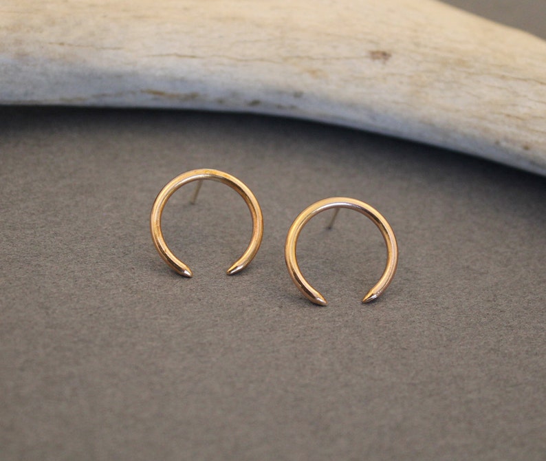 Mystic little naja rose gold earrings with sterling silver posts minimalist stud earrings image 1