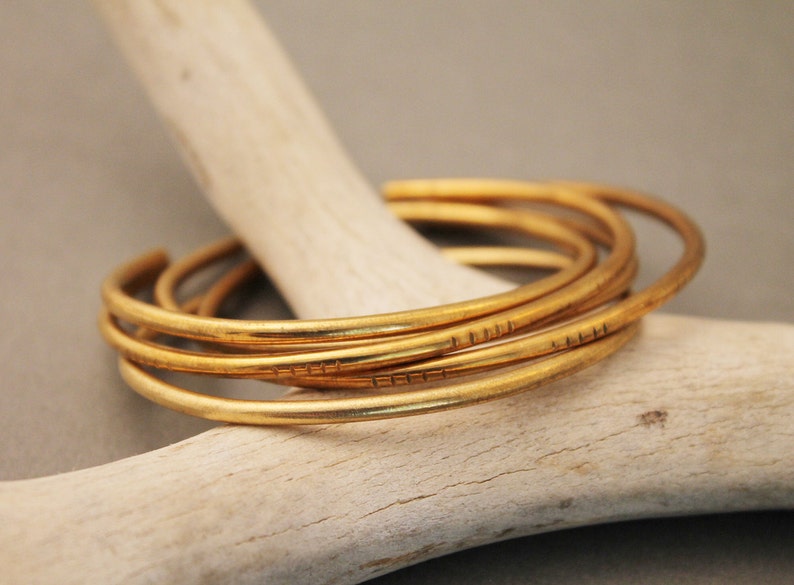 Johanna minimalist, modern brass stackable cuff bracelets image 1