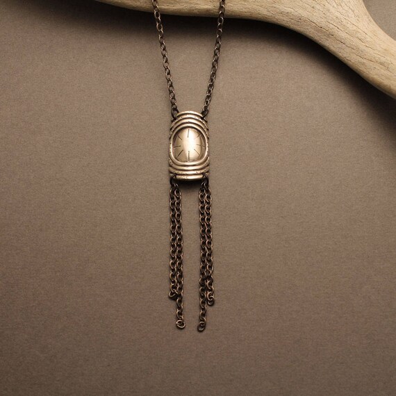 Umbra deco native inspired stone pendant Labradorite Geometric line necklace in bronze or sterling with Moonstone