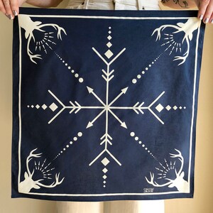 Deer stag bandana / Pattern bandana / Blue bandana / Illustrated bandana / Geometric bandana / Boho bandana / Spirit animal / Southwest image 2