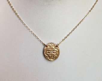 Mini Medallion Necklace in cz or ruby