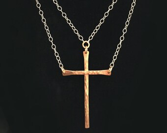 Original Be Still two-piece Cross Necklace in Sterling Silver & Bronze