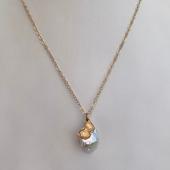 Baroque Pearl with Butterfly Necklace
