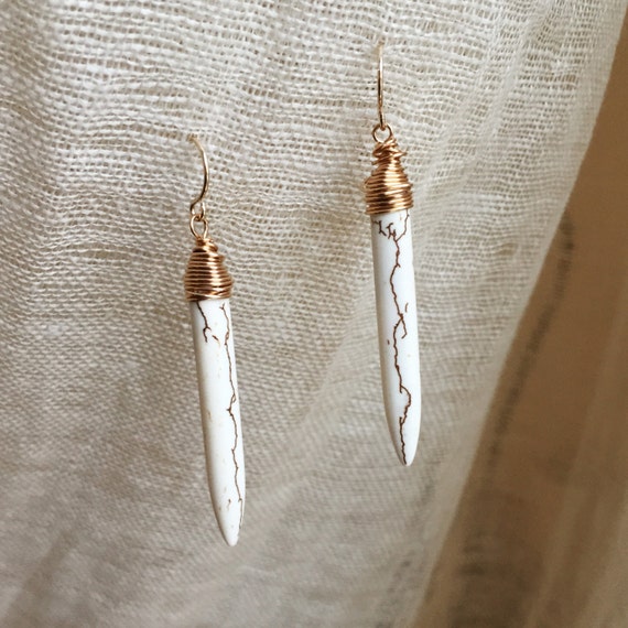 White Turquoise Spike Earrings