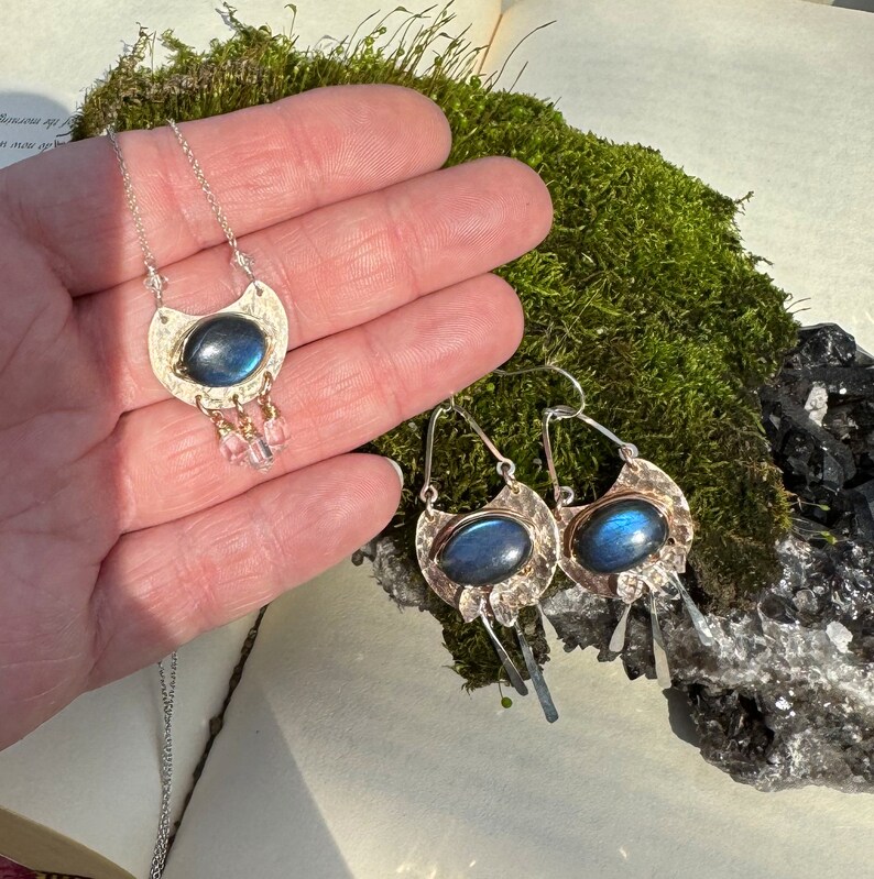 Labradorite and crystal quartz earringsSpring Thaw image 5