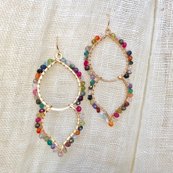 Goddess Earrings in Multi Gemstones