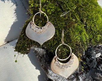 Arabesque bronze, silver and quartz earrings