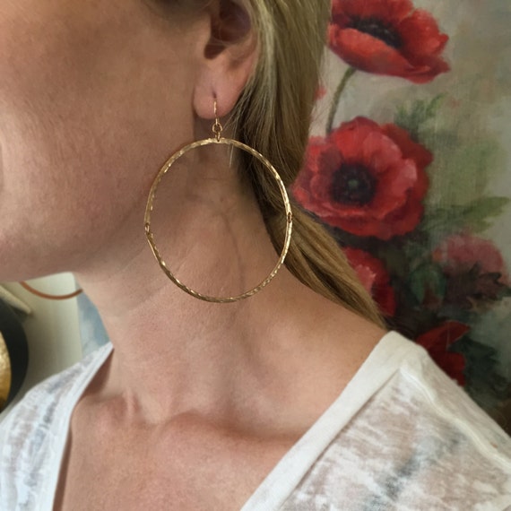 Hinged Hoop Earrings in bronze and gold