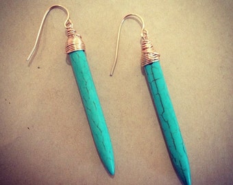 Turquoise Spike Earrings