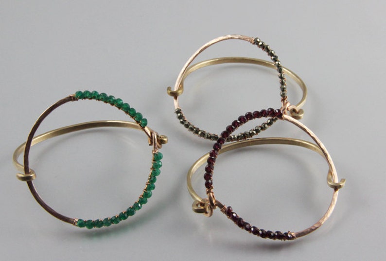 Gemstone Bronze Hinged Braceletthe Full Circle Bracelet image 3