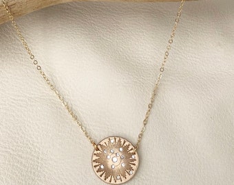 Sparkling Sun Bronze Medallion Necklace