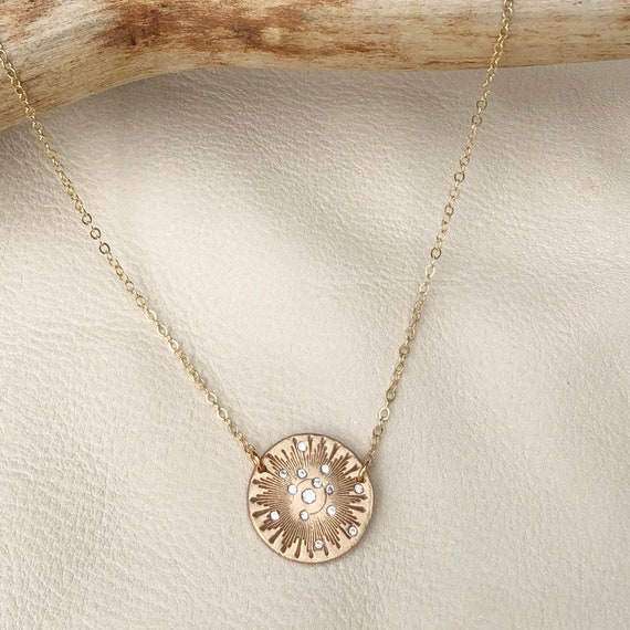 Sparkling Sun Bronze Medallion Necklace