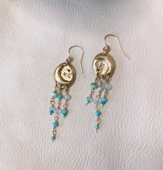 June Twinkle Chandelier Earrings with Turquoise and Aquamarine