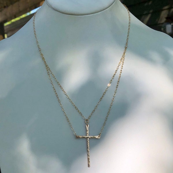 Original Be Still two-piece Cross Necklace in Gold and bronze