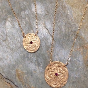 Medallion Necklace I in bronze and ruby or CZ image 5