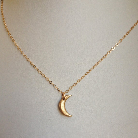 Mini Moon II Bronze Crescent Moon Necklace