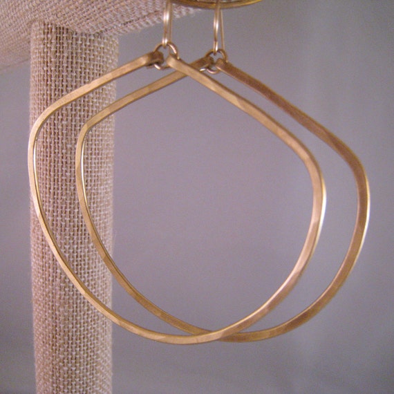 Hammered Bronze Forward Facing Hoop Earrings