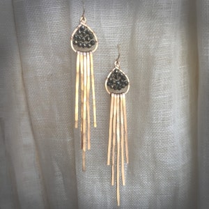 Ra Earrings in hammered bronze and pyrite image 1