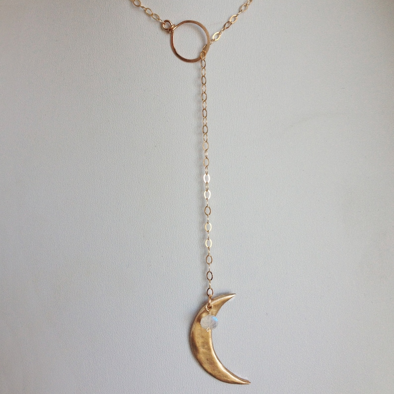 Luna Lariat Necklace with moonstone image 2