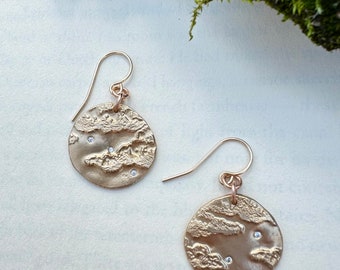 Bronze Cloud Earrings with Cubic Zirconia -"Cumulus"