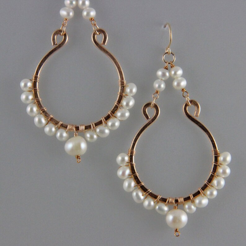 Handformed and Hammered Bronze Chandelier Earrings With Etsy