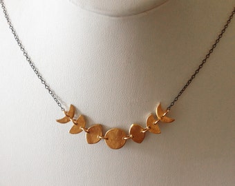 Mini Moon Phase Necklace in Bronze and Sterling